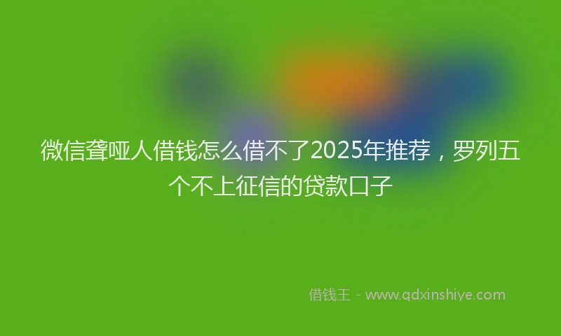 微信聋哑人借钱怎么借不了2025年推荐，罗列五个不上征信的贷款口子