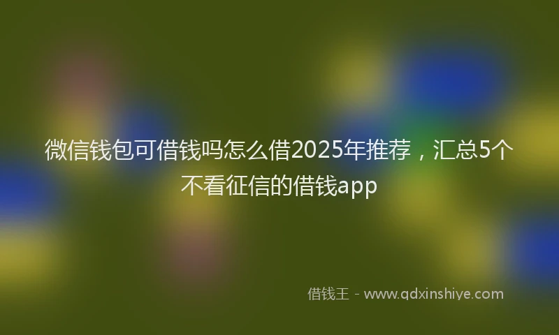 微信钱包可借钱吗怎么借2025年推荐，汇总5个不看征信的借钱app