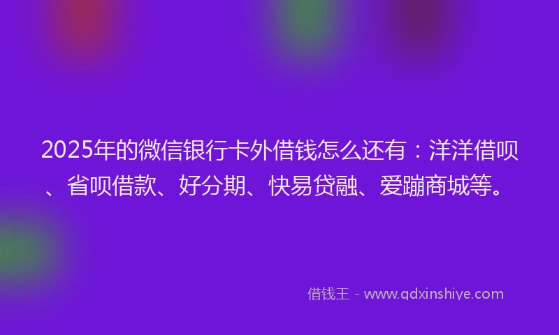 2025年的微信银行卡外借钱怎么还有：洋洋借呗、省呗借款、好分期、快易贷融、爱蹦商城等。
