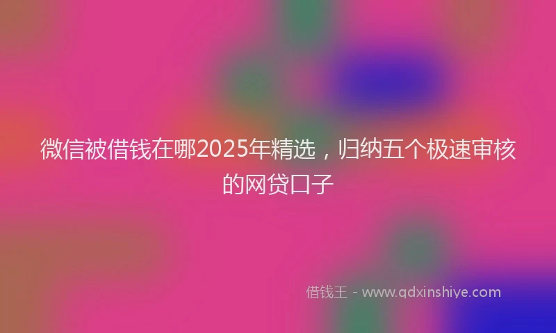 微信被借钱在哪2025年精选，归纳五个极速审核的网贷口子