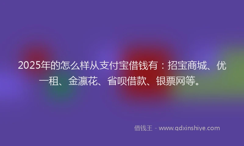 2025年的怎么样从支付宝借钱有：招宝商城、优一租、金瀛花、省呗借款、银票网等。