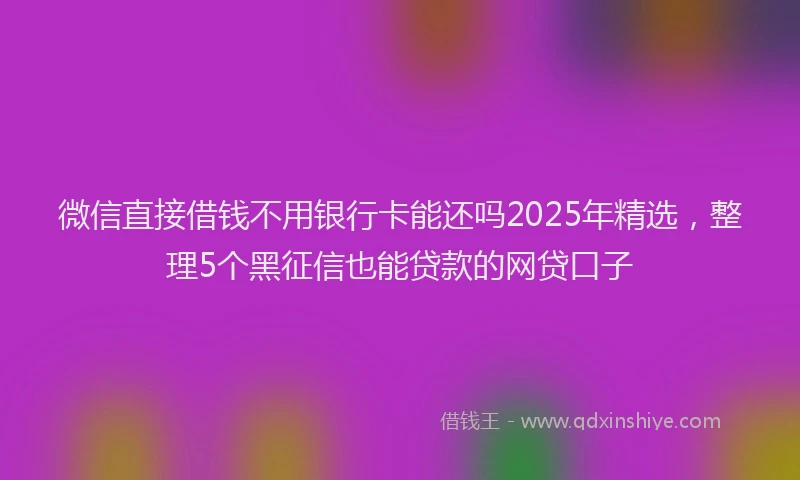 微信直接借钱不用银行卡能还吗2025年精选，整理5个黑征信也能贷款的网贷口子