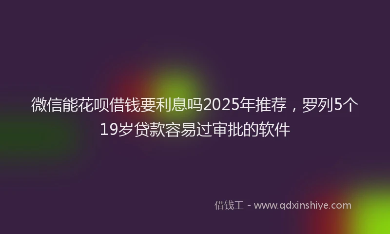 微信能花呗借钱要利息吗2025年推荐，罗列5个19岁贷款容易过审批的软件