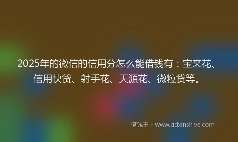 2025年的微信的信用分怎么能借钱有：宝来花、信用快贷、射手花、天源花、微粒贷等。