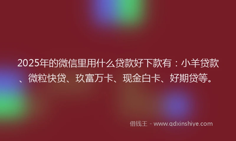 2025年的微信里用什么贷款好下款有：小羊贷款、微粒快贷、玖富万卡、现金白卡、好期贷等。