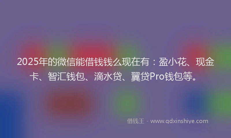 2025年的微信能借钱钱么现在有：盈小花、现金卡、智汇钱包、滴水贷、翼贷Pro钱包等。