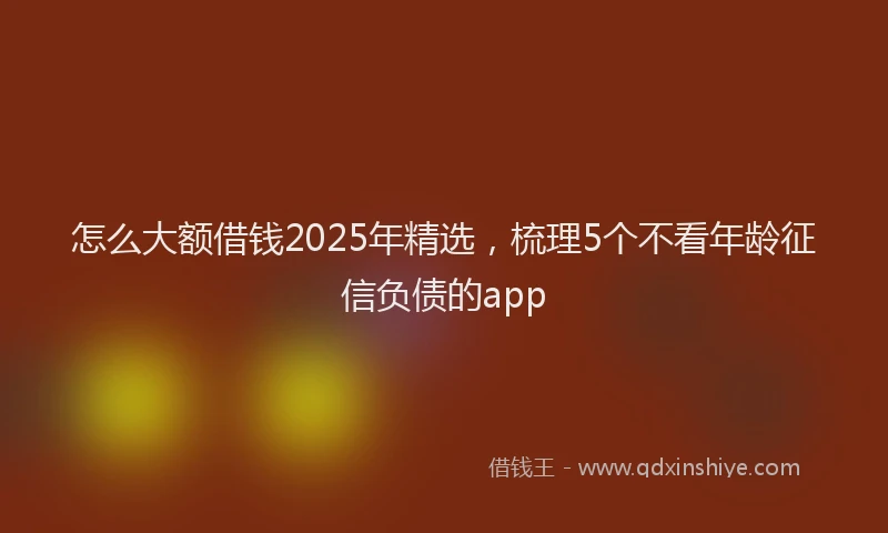 怎么大额借钱2025年精选，梳理5个不看年龄征信负债的app