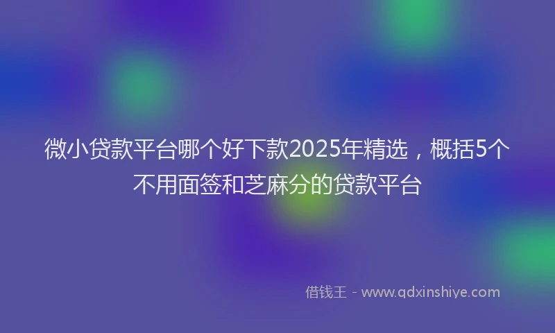 微小贷款平台哪个好下款2025年精选，概括5个不用面签和芝麻分的贷款平台