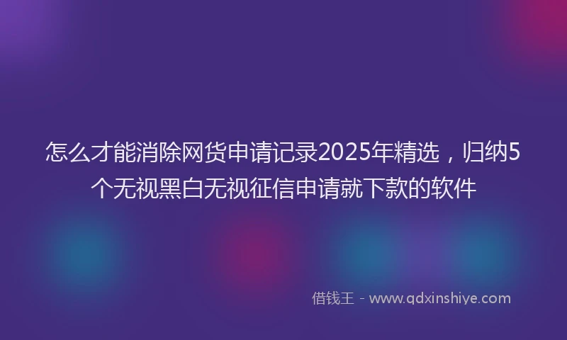 怎么才能消除网货申请记录2025年精选，归纳5个无视黑白无视征信申请就下款的软件