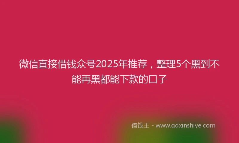 微信直接借钱众号2025年推荐，整理5个黑到不能再黑都能下款的口子