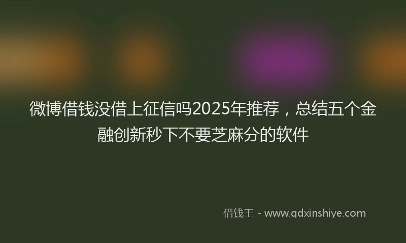 微博借钱没借上征信吗2025年推荐，总结五个金融创新秒下不要芝麻分的软件