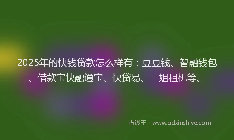2025年的快钱贷款怎么样有：豆豆钱、智融钱包、借款宝快融通宝、快贷易、一姐租机等。