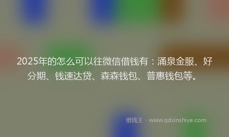 2025年的怎么可以往微信借钱有：涌泉金服、好分期、钱速达贷、森森钱包、普惠钱包等。