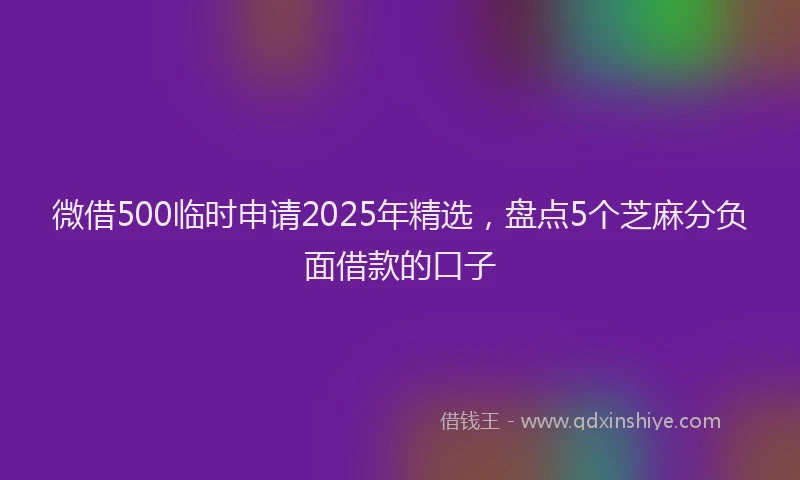 微借500临时申请2025年精选，盘点5个芝麻分负面借款的口子