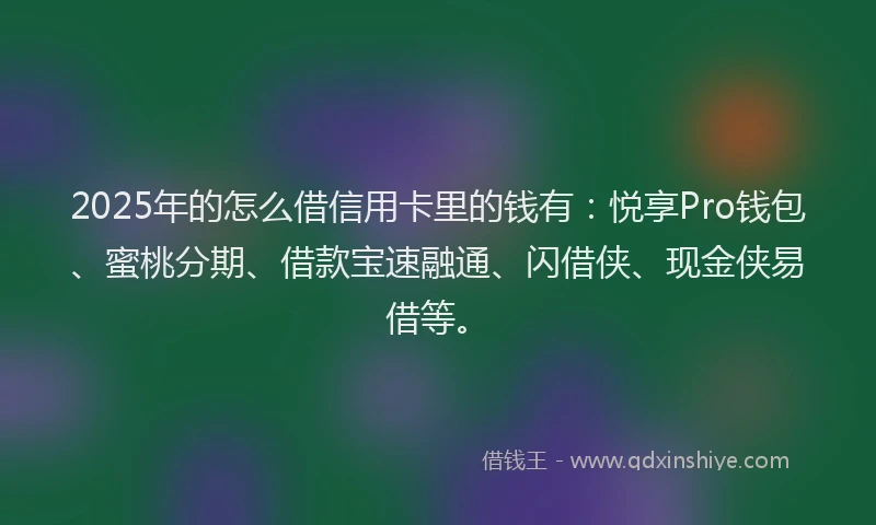 2025年的怎么借信用卡里的钱有：悦享Pro钱包、蜜桃分期、借款宝速融通、闪借侠、现金侠易借等。