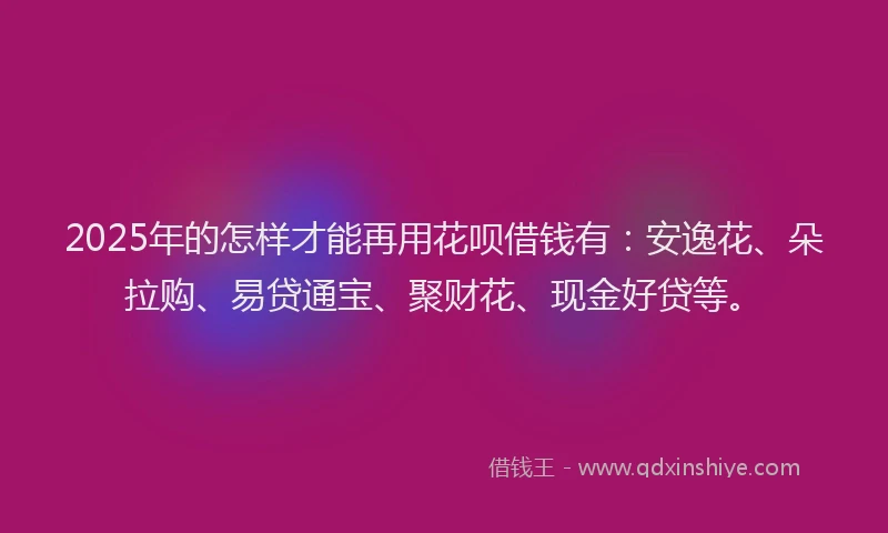 2025年的怎样才能再用花呗借钱有：安逸花、朵拉购、易贷通宝、聚财花、现金好贷等。