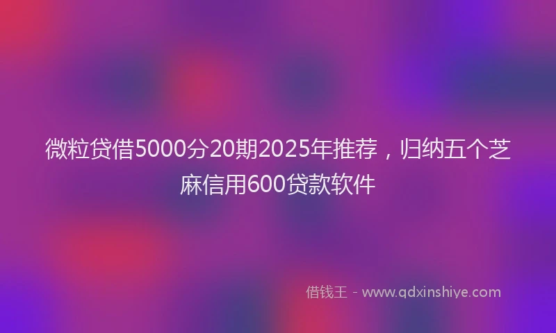 微粒贷借5000分20期2025年推荐，归纳五个芝麻信用600贷款软件