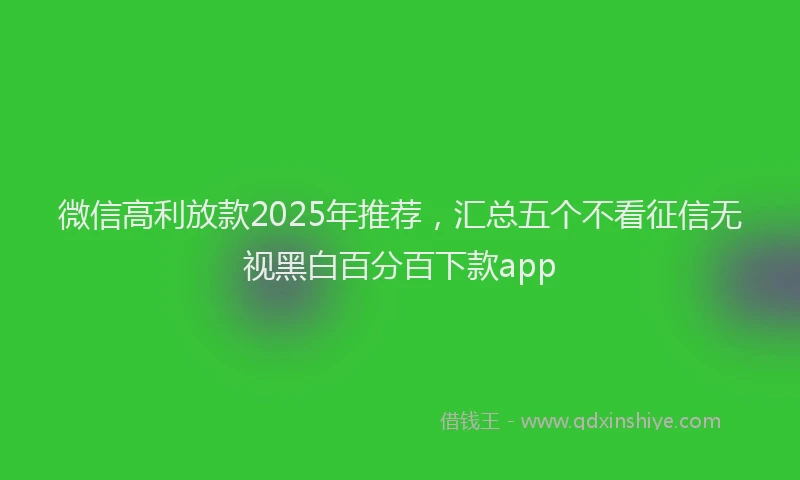 微信高利放款2025年推荐，汇总五个不看征信无视黑白百分百下款app