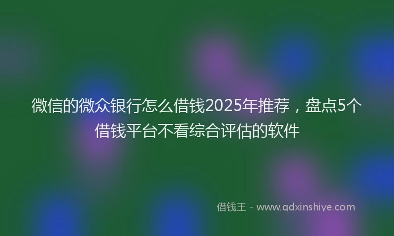 微信的微众银行怎么借钱2025年推荐，盘点5个借钱平台不看综合评估的软件
