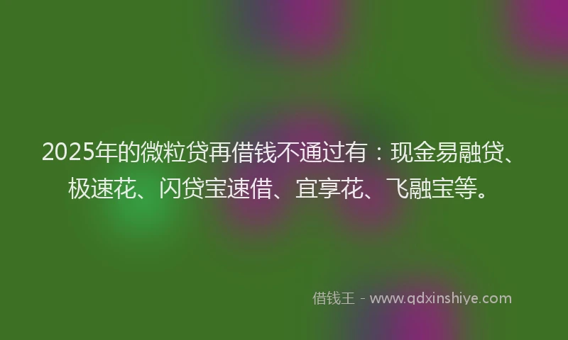 2025年的微粒贷再借钱不通过有：现金易融贷、极速花、闪贷宝速借、宜享花、飞融宝等。