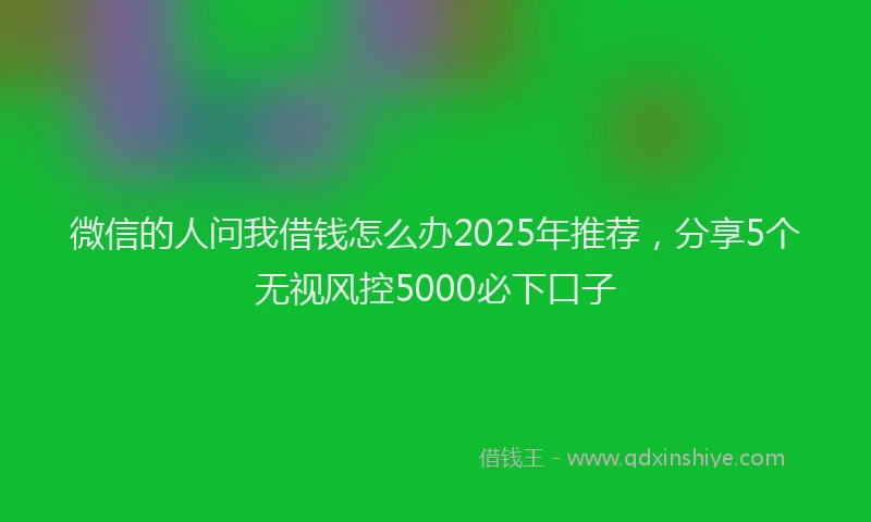 微信的人问我借钱怎么办2025年推荐，分享5个无视风控5000必下口子