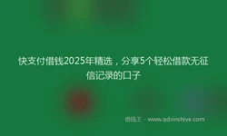 快支付借钱2025年精选，分享5个轻松借款无征信记录的口子