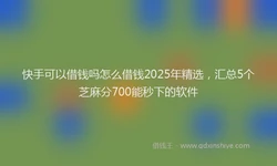 快手可以借钱吗怎么借钱2025年精选，汇总5个芝麻分700能秒下的软件