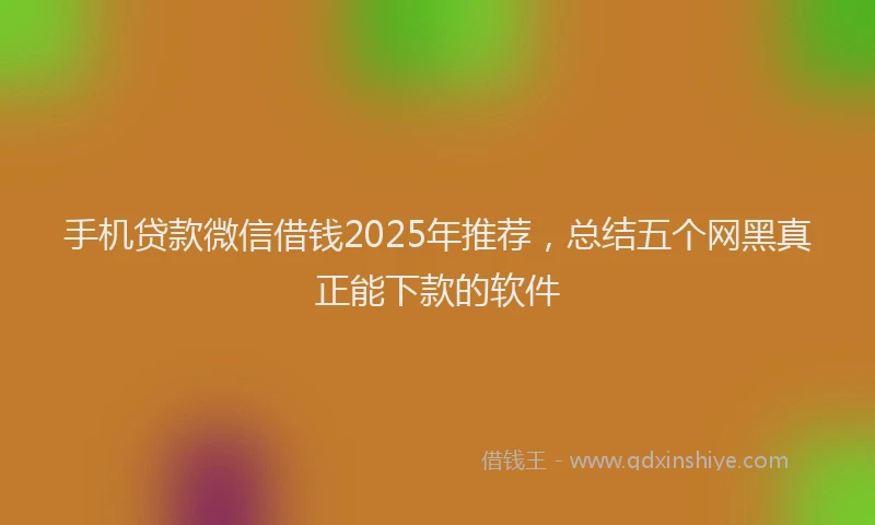手机贷款微信借钱2025年推荐，总结五个网黑真正能下款的软件
