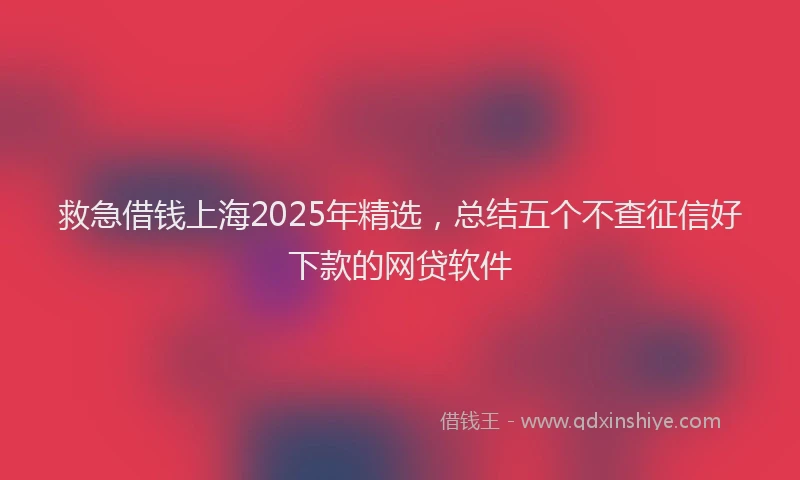 救急借钱上海2025年精选，总结五个不查征信好下款的网贷软件