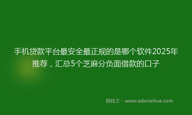 手机贷款平台最安全最正规的是哪个软件2025年推荐，汇总5个芝麻分负面借款的口子