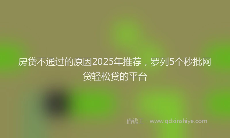房贷不通过的原因2025年推荐，罗列5个秒批网贷轻松贷的平台