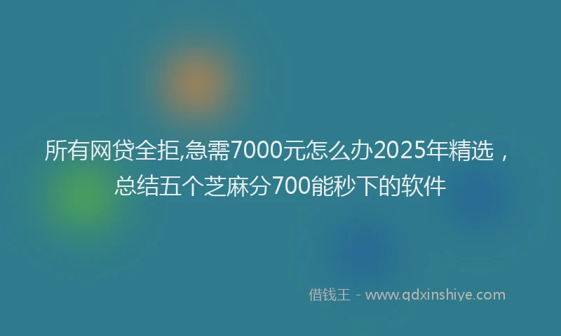 所有网贷全拒,急需7000元怎么办2025年精选，总结五个芝麻分700能秒下的软件
