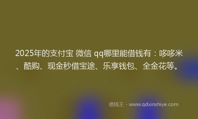 2025年的支付宝 微信 qq哪里能借钱有：哆哆米、酷购、现金秒借宝途、乐享钱包、全金花等。