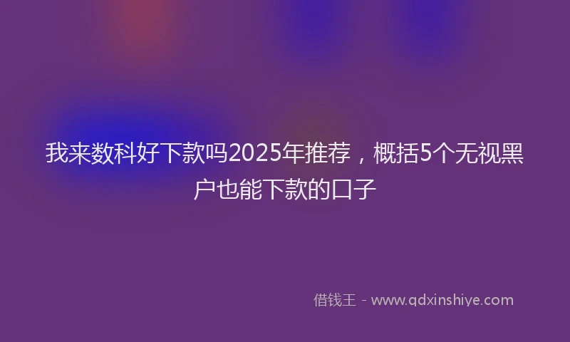 我来数科好下款吗2025年推荐，概括5个无视黑户也能下款的口子