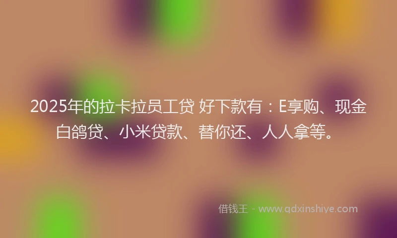 2025年的拉卡拉员工贷 好下款有：E享购、现金白鸽贷、小米贷款、替你还、人人拿等。