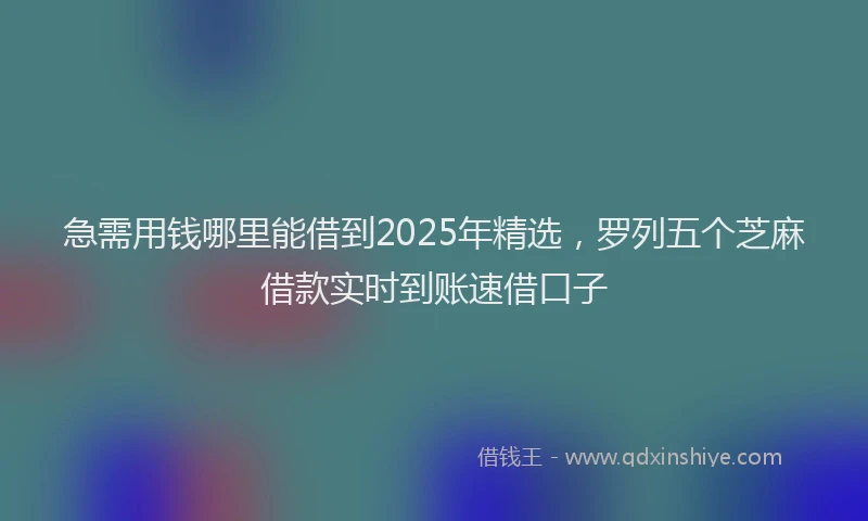 急需用钱哪里能借到2025年精选，罗列五个芝麻借款实时到账速借口子