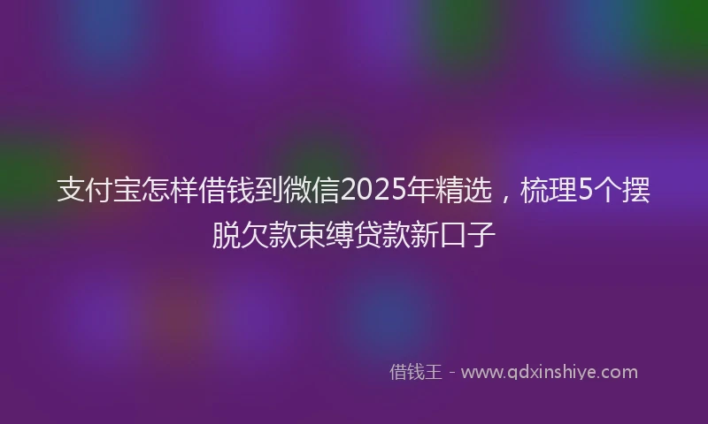 支付宝怎样借钱到微信2025年精选，梳理5个摆脱欠款束缚贷款新口子