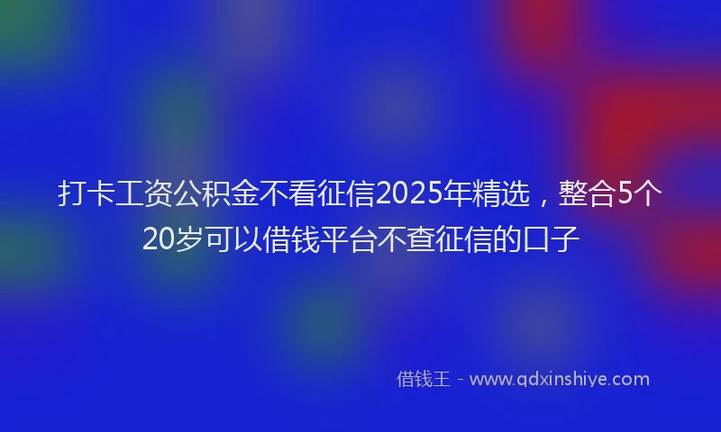 打卡工资公积金不看征信2025年精选，整合5个20岁可以借钱平台不查征信的口子
