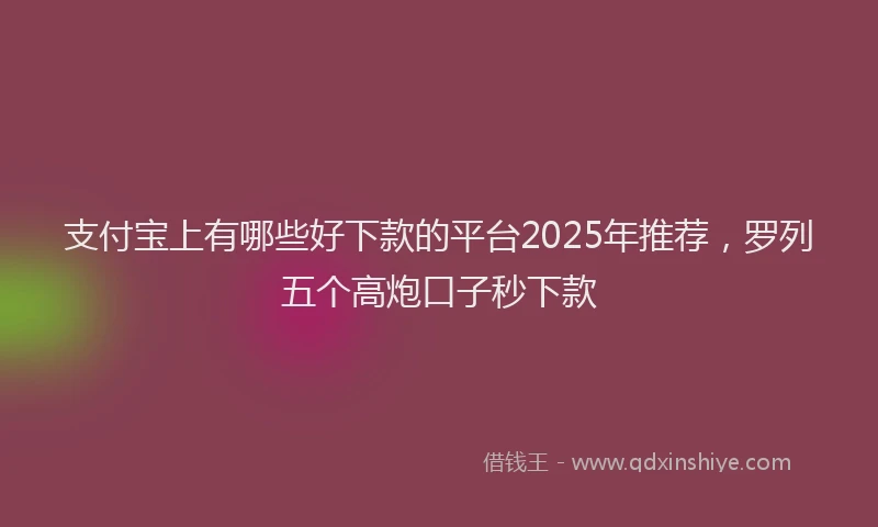 支付宝上有哪些好下款的平台2025年推荐，罗列五个高炮口子秒下款