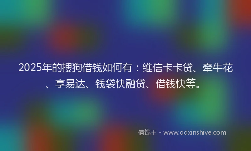 2025年的搜狗借钱如何有：维信卡卡贷、牵牛花、享易达、钱袋快融贷、借钱快等。
