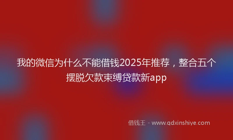 我的微信为什么不能借钱2025年推荐，整合五个摆脱欠款束缚贷款新app