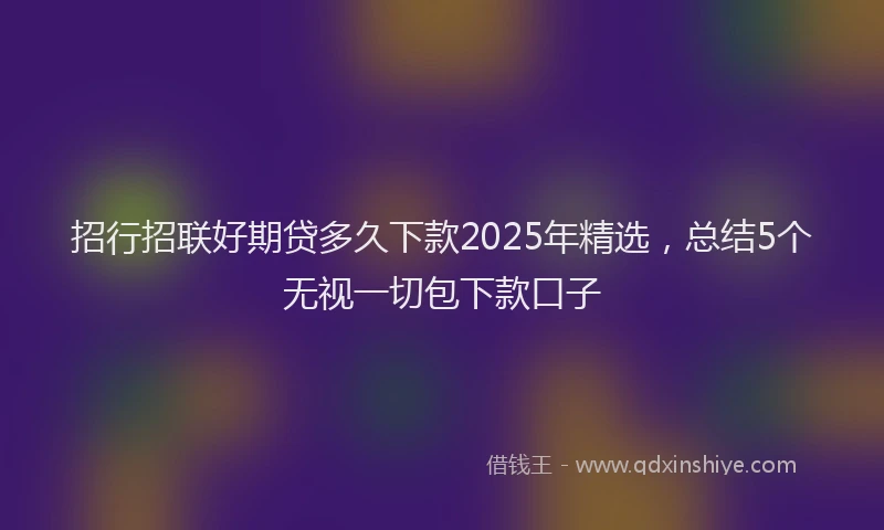 招行招联好期贷多久下款2025年精选，总结5个无视一切包下款口子