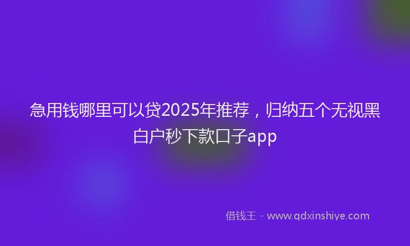 急用钱哪里可以贷2025年推荐，归纳五个无视黑白户秒下款口子app