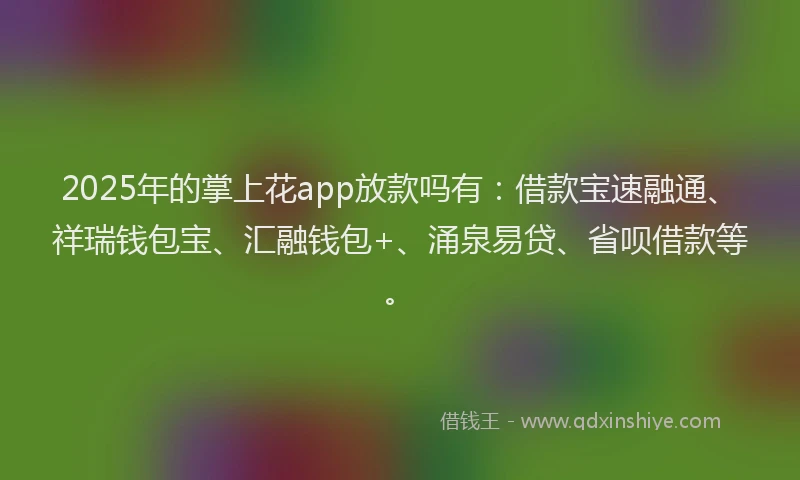 2025年的掌上花app放款吗有：借款宝速融通、祥瑞钱包宝、汇融钱包+、涌泉易贷、省呗借款等。