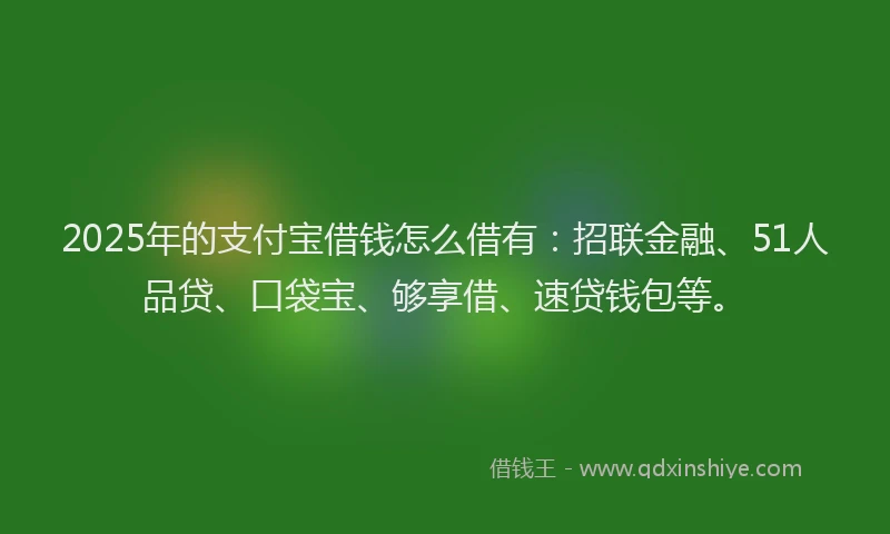 2025年的支付宝借钱怎么借有：招联金融、51人品贷、口袋宝、够享借、速贷钱包等。