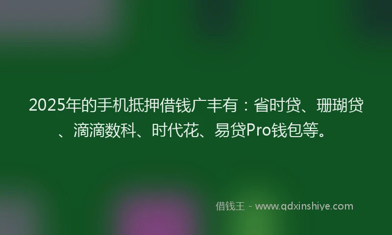 2025年的手机抵押借钱广丰有：省时贷、珊瑚贷、滴滴数科、时代花、易贷Pro钱包等。