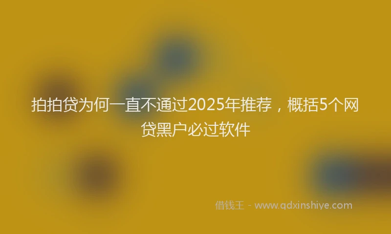 拍拍贷为何一直不通过2025年推荐，概括5个网贷黑户必过软件