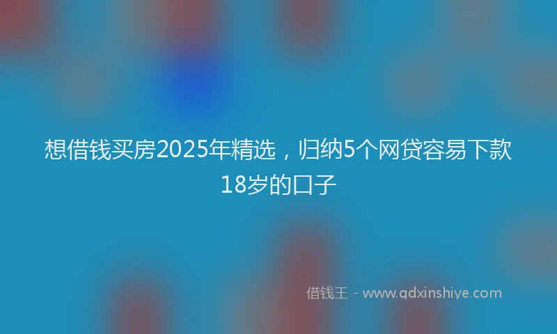 想借钱买房2025年精选，归纳5个网贷容易下款18岁的口子
