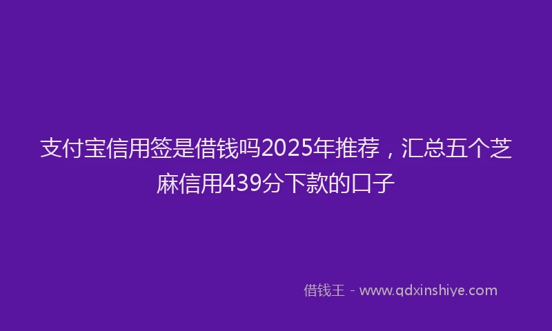 支付宝信用签是借钱吗2025年推荐，汇总五个芝麻信用439分下款的口子