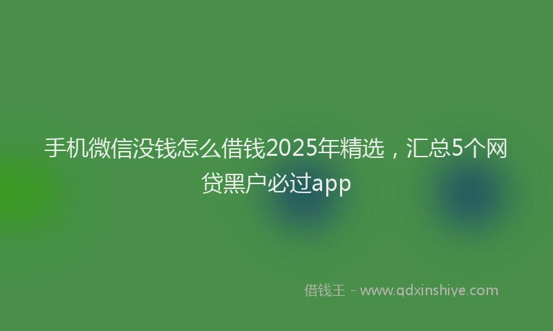 手机微信没钱怎么借钱2025年精选，汇总5个网贷黑户必过app